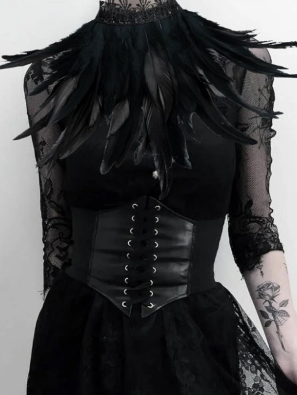 NEW! Gothic Feather Lace Collar Choker Adjustable